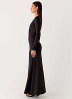 Palm Haze Maxi Dress - Black