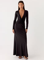 Palm Haze Maxi Dress - Black