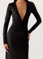 Palm Haze Maxi Dress - Black