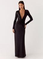 Palm Haze Maxi Dress - Black