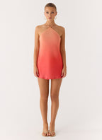 Palm Sugar Beaded Mini Dress - Sunset Ombre