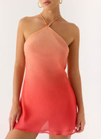 Palm Sugar Beaded Mini Dress - Sunset Ombre