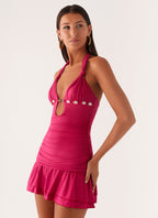 Payback Shell Trim Mini Dress - Fuchsia