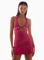Payback Shell Trim Mini Dress - Fuchsia