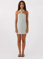 Keira Linen Mini Dress - Blue Choc Stripe