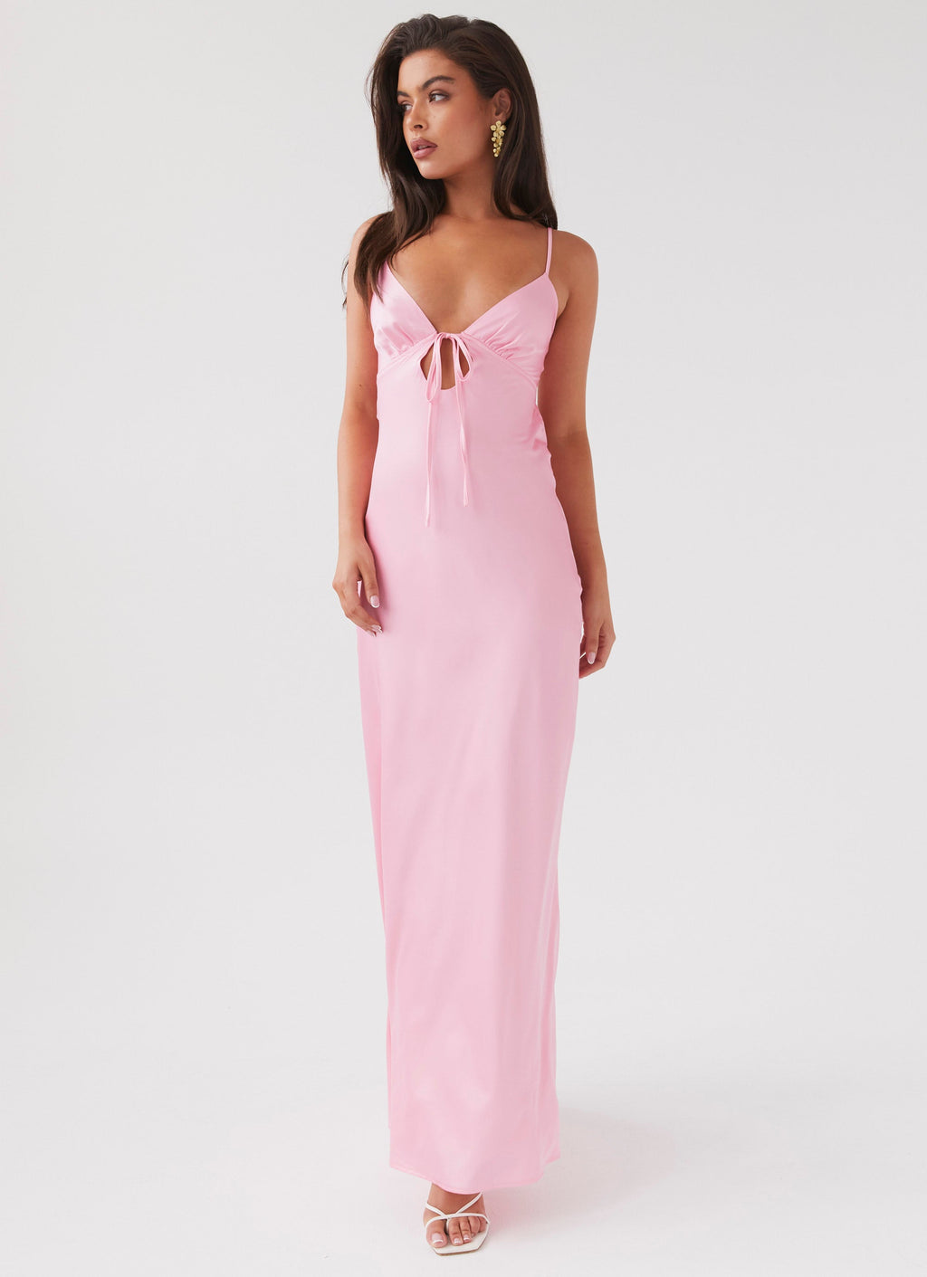Flora Satin Maxi Dress - Candy