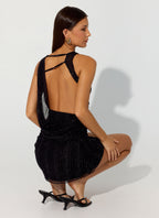 Portofino Sparkle Mesh Mini Dress - Black