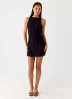 Portofino Sparkle Mesh Mini Dress - Black
