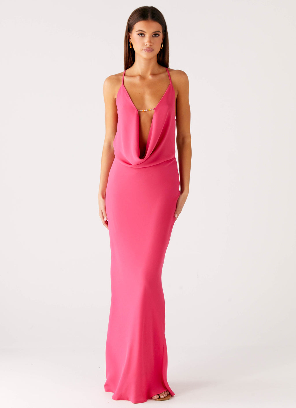 Pure Heart Cowl Maxi Dress - Fuchsia