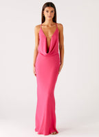 Pure Heart Cowl Maxi Dress - Fuchsia