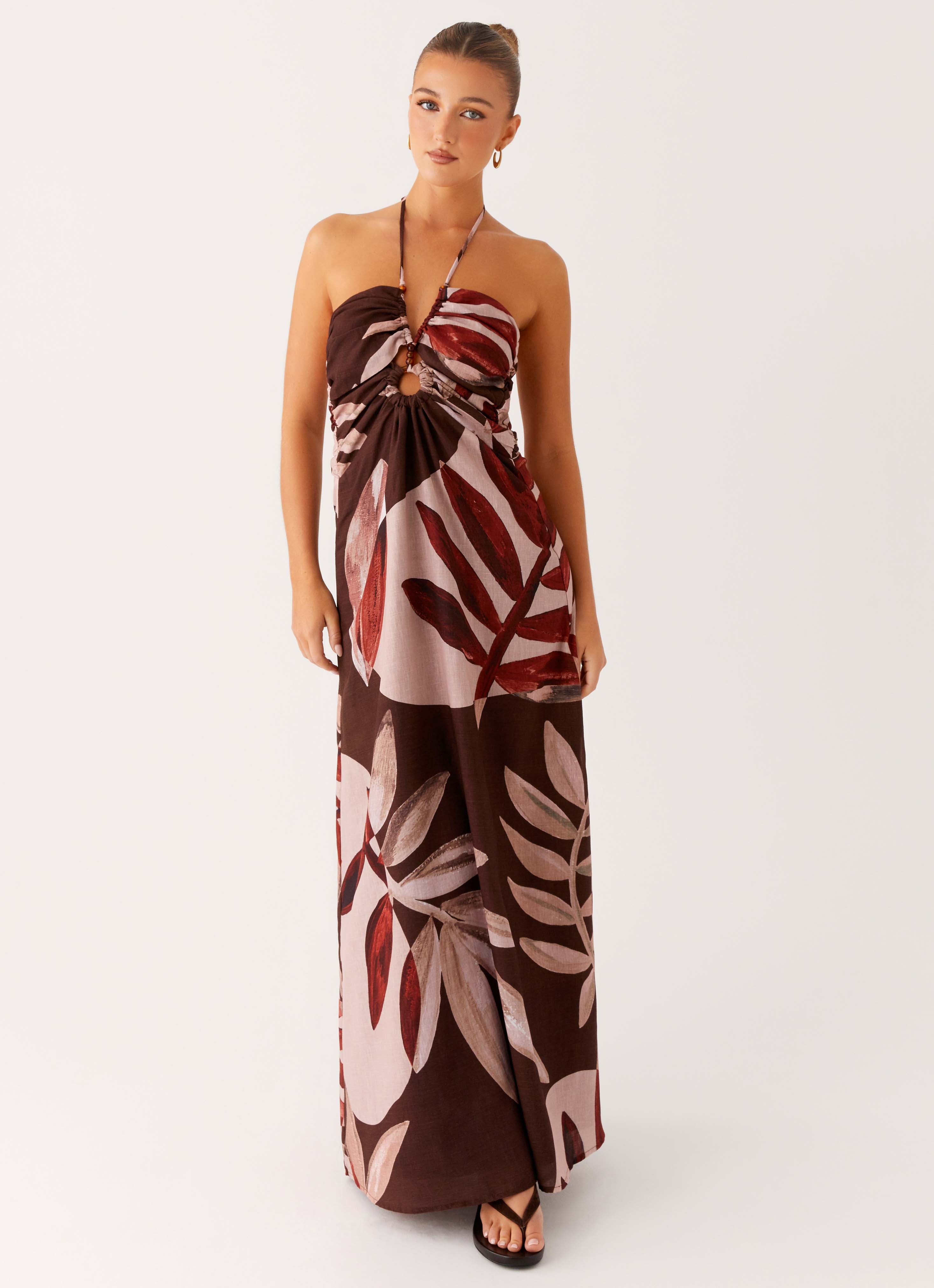 Ramona Linen Maxi Dress - Cinnamon Palm