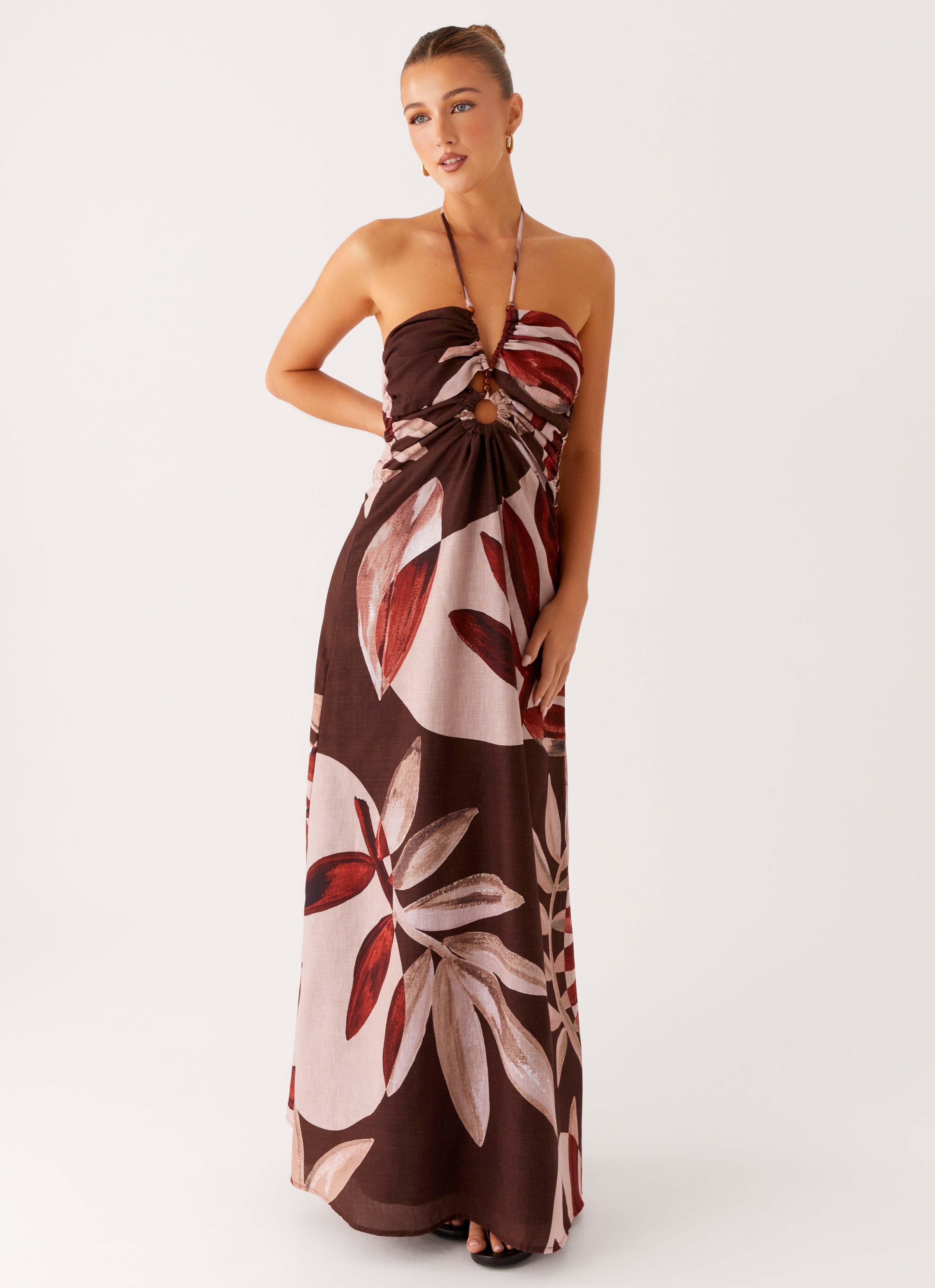 Ramona Linen Maxi Dress - Cinnamon Palm