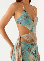 Rebel Beaded Maxi Dress - Aqua Blur