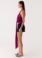 Right Back Halter Top - Maroon