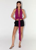 Right Back Halter Top - Maroon