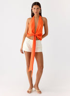 Right Back Halter Top - Orange