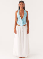 Rio Dreams Cowl Neck Halter Top - Turquoise