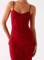 Rosa Corset Maxi Dress - Red