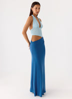 Saresther Halter Neck Maxi Dress - Blue