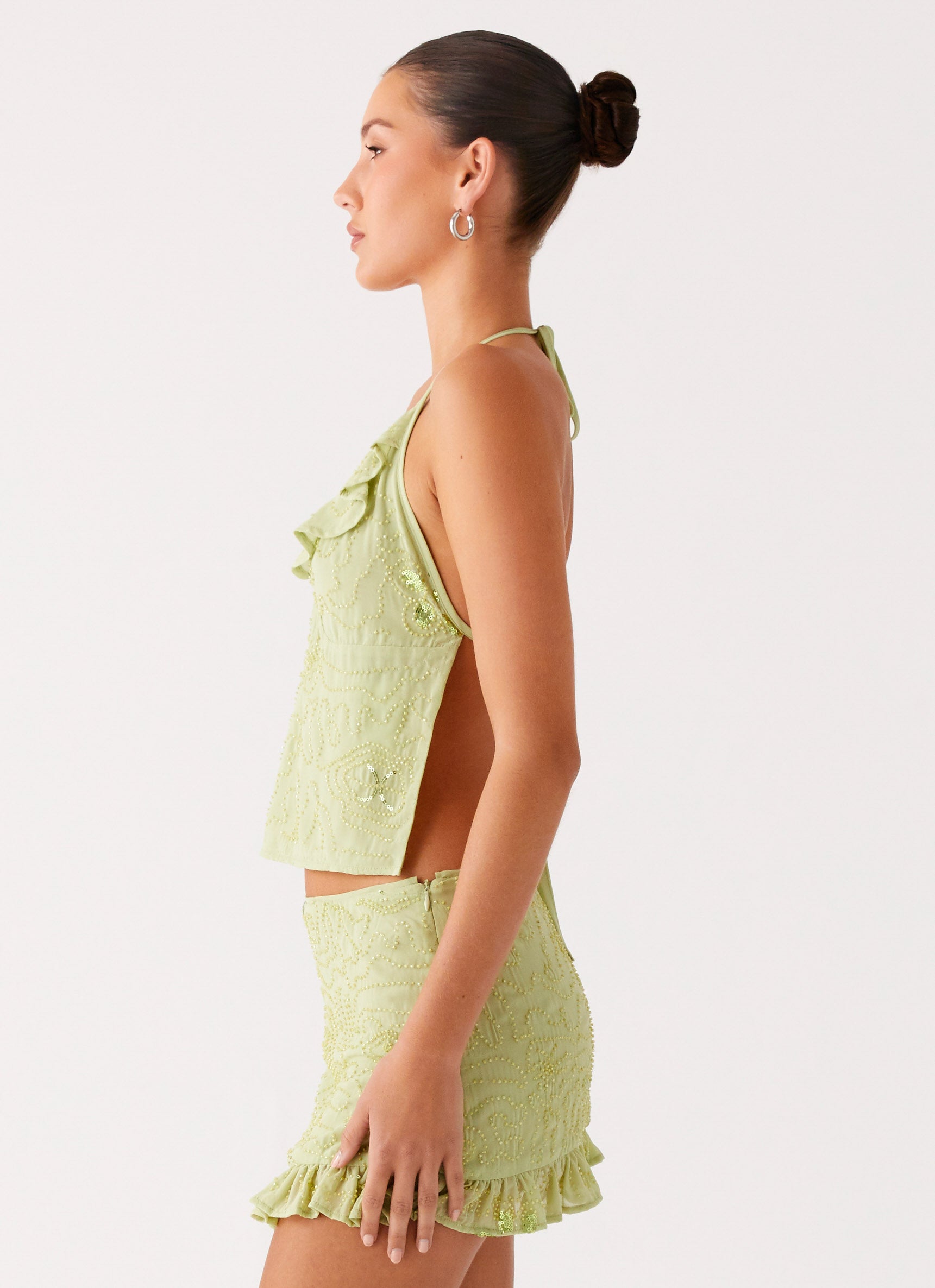 Savoir Beaded Halter Top - Mint