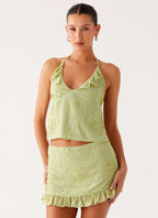 Savoir Beaded Halter Top - Mint