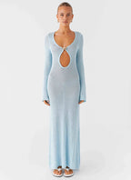 Seascape Chochet Maxi Dress - Blue