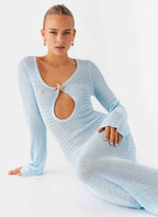 Seascape Chochet Maxi Dress - Blue