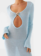 Seascape Chochet Maxi Dress - Blue