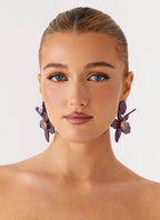 Siesta Flower Earrings - Purple