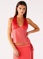 Pollie Halter Top - Coral