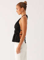 Sergio Halter Top - Black Polka Dot
