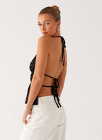 Sergio Halter Top - Black Polka Dot