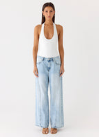 Set The Scene Halter Bodysuit - White