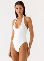 Set The Scene Halter Bodysuit - White