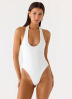 Set The Scene Halter Bodysuit - White