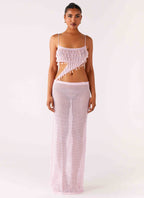 Shellbound Crochet Maxi Dress - Pink