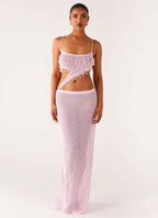 Shellbound Crochet Maxi Dress - Pink