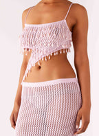Shellbound Crochet Maxi Dress - Pink