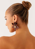 Siesta Flower Earrings - Brown
