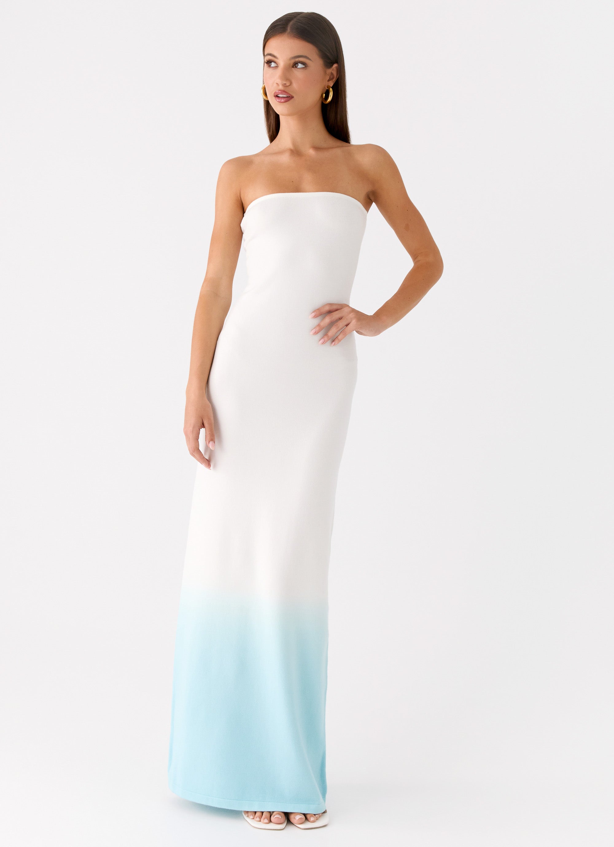 Soft Spoken Knit Maxi Dress - Blue Ombre