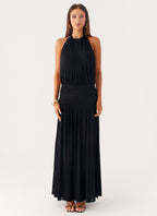 Solena Halter Neck Maxi Dress - Black