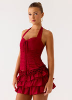 Someone Else Halter Top - Dark Cherry