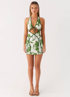 Sonnet Cotton Mini Dress - Verdant Bloom