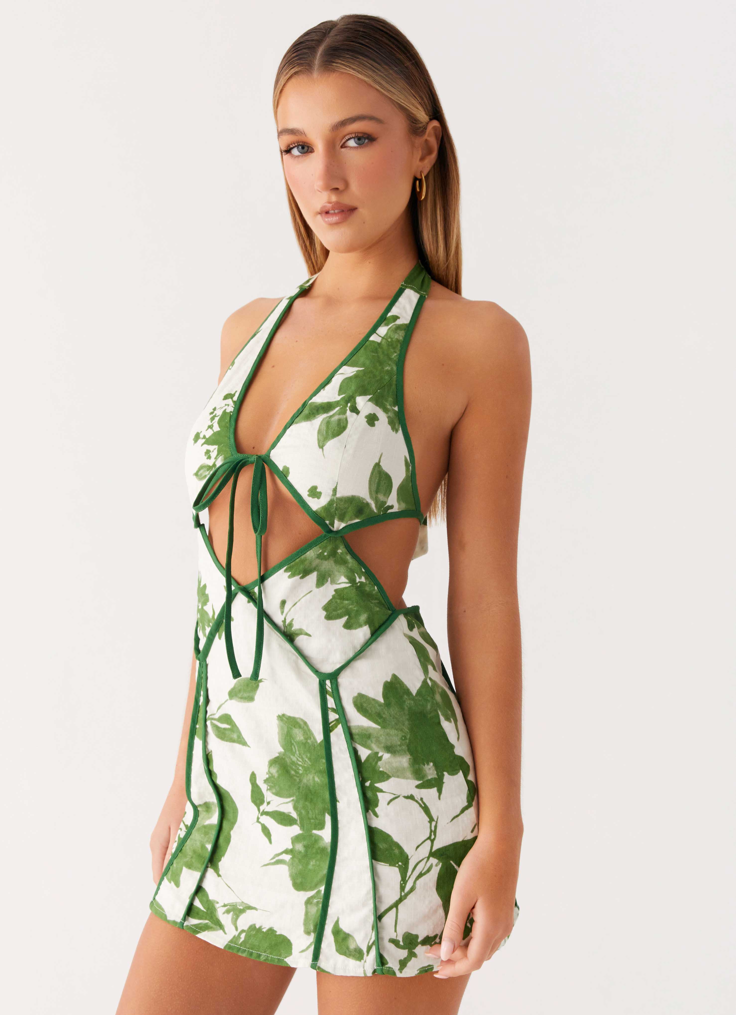 Sonnet Cotton Mini Dress - Verdant Bloom