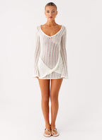 Sorelle Long Sleeve Twist Mini Dress - Ivory