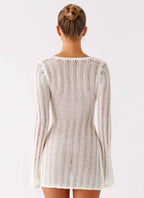 Sorelle Long Sleeve Twist Mini Dress - Ivory