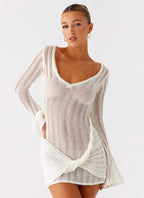 Sorelle Long Sleeve Twist Mini Dress - Ivory