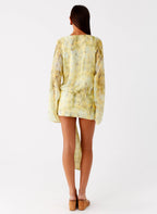 Sorrel Long Sleeve Mini Dress - Yellow Tie Dye
