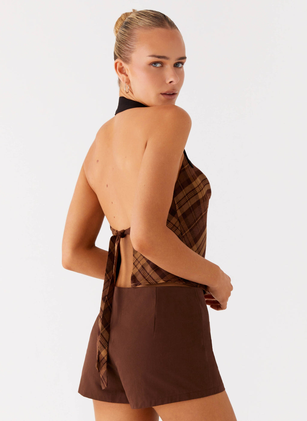 Stateside Cowl Top - Plaid