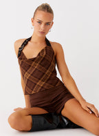 Stateside Cowl Top - Plaid